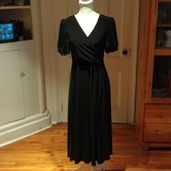 NEW MSK Sequin Flutter Sleeve Faux Wrap Midi Dress - Picture 1 of 15